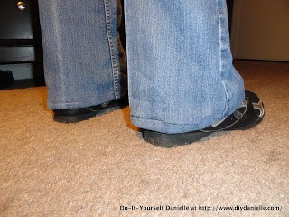 Hemmed jeans.