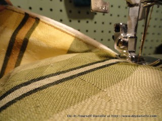 Top stitching the picnic blanket.