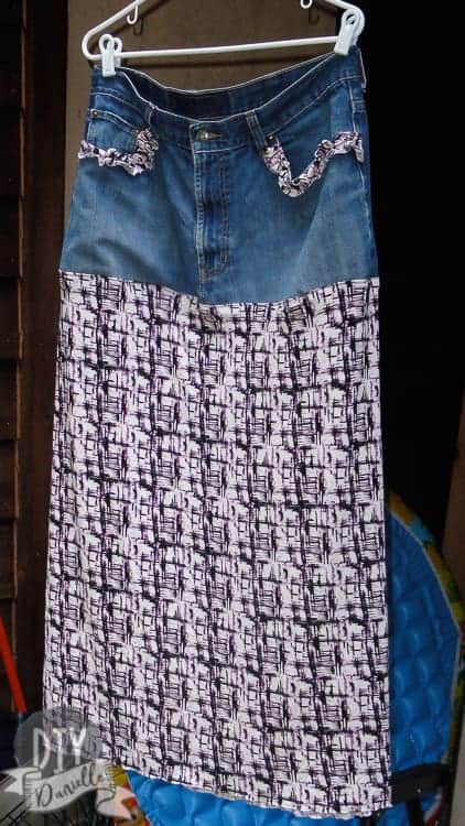 Boho skirt made with a jean waistband. This half jean skirt is super cute!