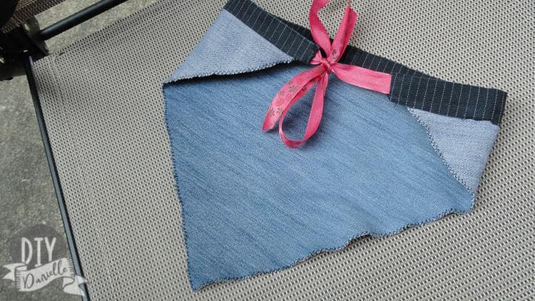 How to make an easy denim kerchief using upcycled pants.