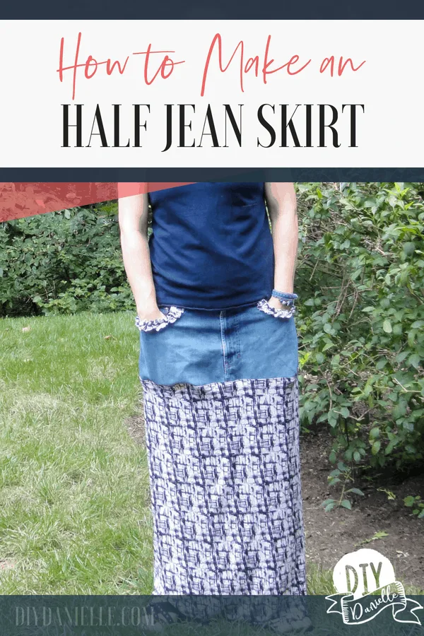 Half denim skirt made from an old jean waistband. Super cute!
