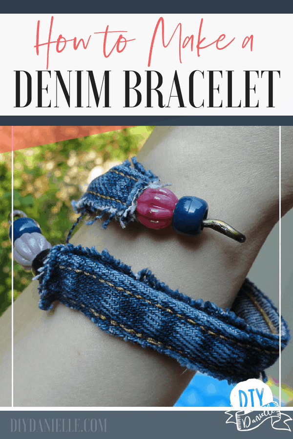 This easy jean upcycle project was FAST. Learn how to make this denim bracelet and arm band!