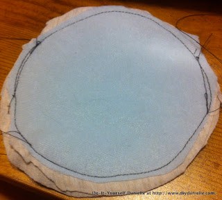 Alova suedecloth on inner portion of nursing pad. This is a stay dry layer that goes against your nipples. This pad is sewn with a sewing machine. It'll be trimmed, then zig zagged next.