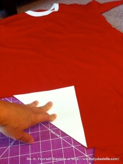 Red teeshirt that I upcycled to make the banner.