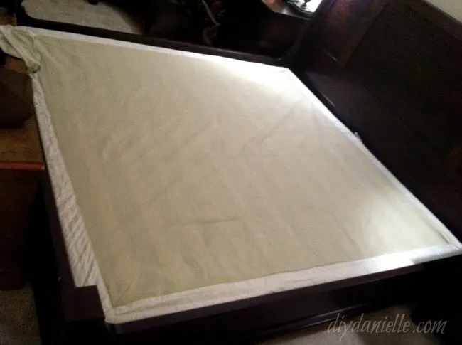 Fabric cover over wood box spring kit.