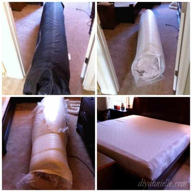 Memory foam mattress opened after mailing.