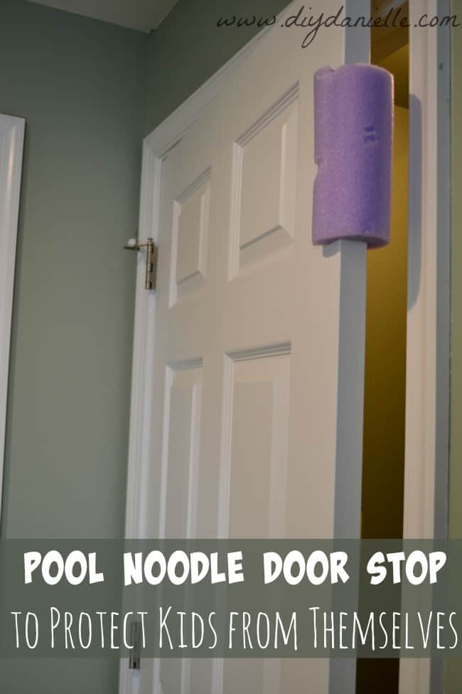 DIY door stop from a pool noodle.
