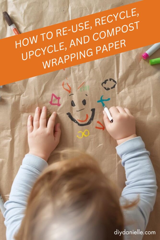 Or... you can just reuse wrapping paper for art paper! As you can see below, my son loved using it to draw on. You can use paints, although water colors didn't work well (which makes sense).

If you don't want them to draw on it, it also might be good as scrap to put under their artwork to keep your table clean.