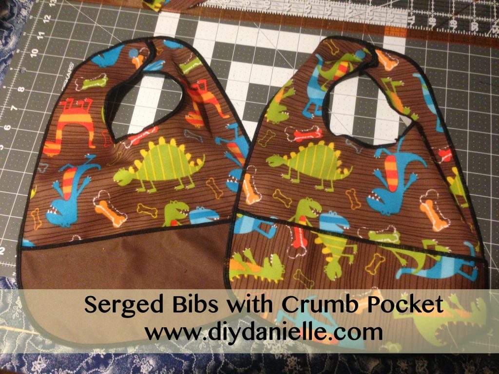 how to use a serger to make easy bibs with crumb pockets