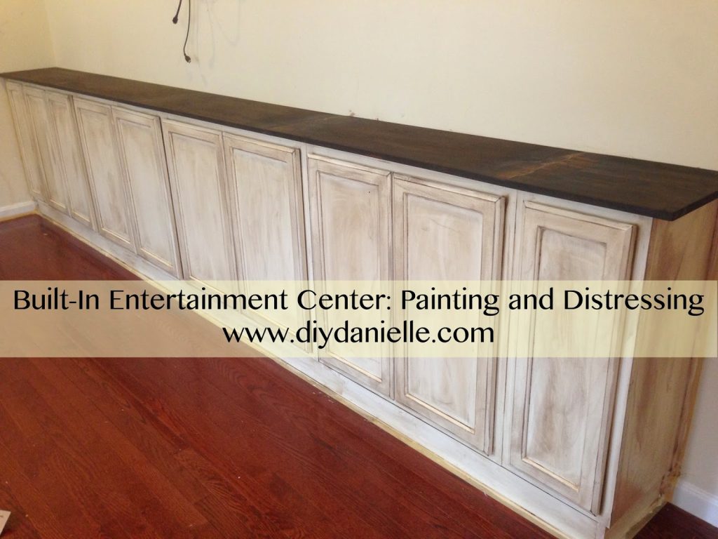 How I painted and distressed our built-in entertainment center