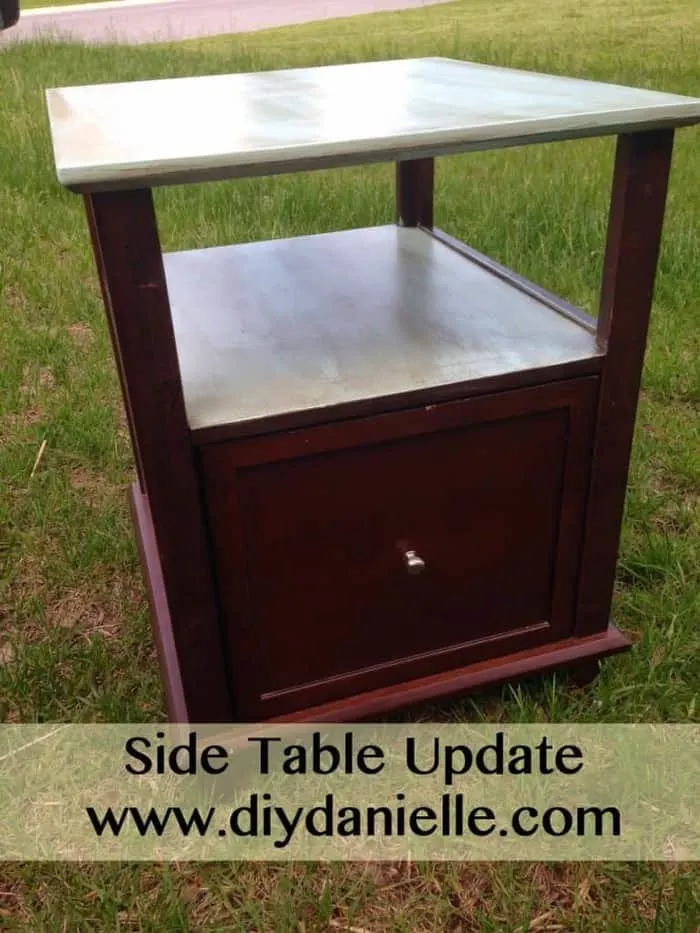 How I distressed the top of my side table to update it.