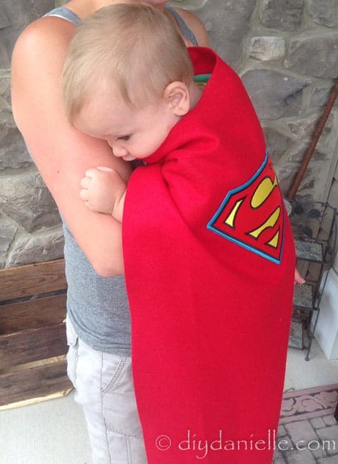 Easy no sew Superman cape. How to make a superhero cape without sewing.