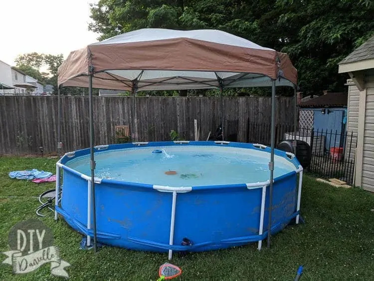 Pool with canopy over it for shade.