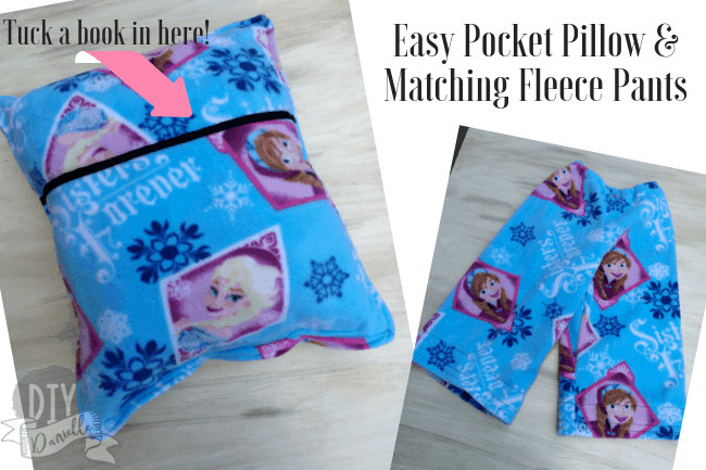 This matching pocket pillow and fleece pants make a perfect gift for a toddler or young child. Slip a book inside for an easy Christmas Eve gift.