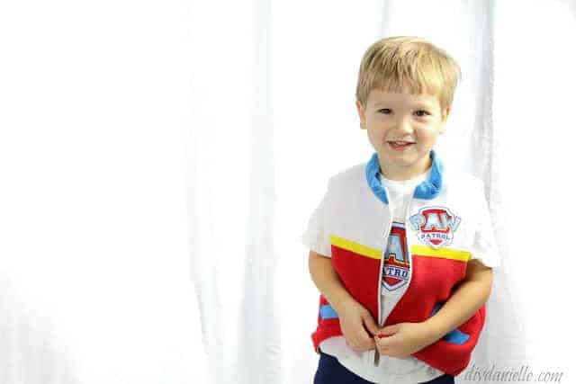 diy ryder paw patrol vest. My son wore this at 5 and when he was 2. It was just big before.