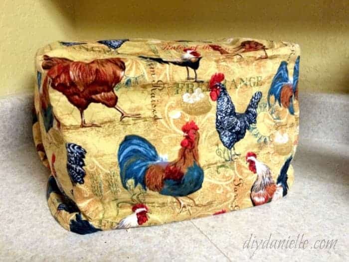 DIY Toaster Cover that I made for my mom's kitchen to help keep cat hair out of the toaster when it wasn't in use.