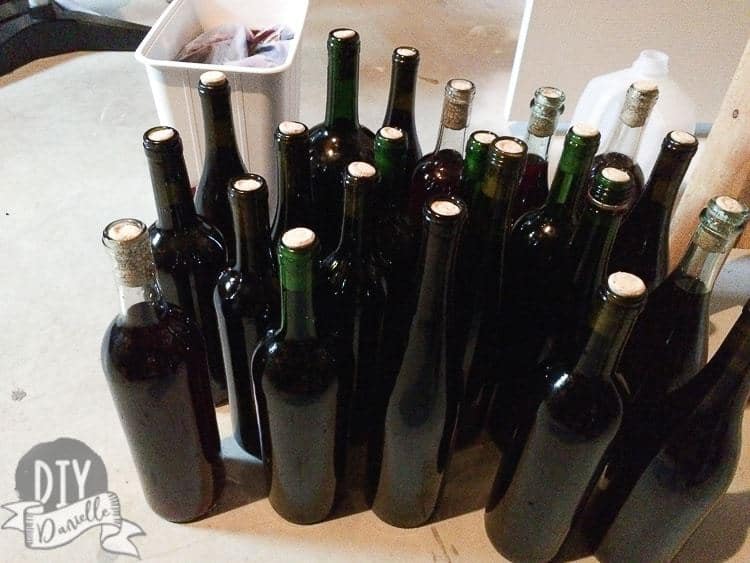 Wine bottles filled and corked.