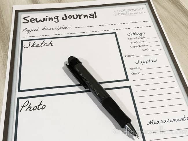 Tracking sewing projects using a journal.