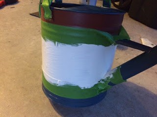 Adding a white stripe to the watering can to make it red, white and blue.