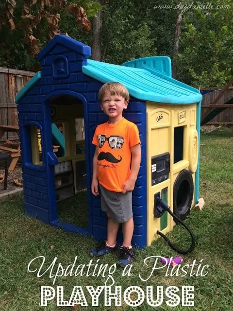 How to paint a plastic playhouse, add details, replace accessories, and give it new life.