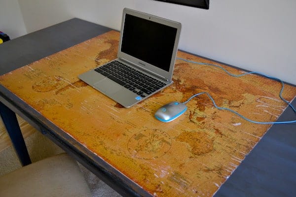 Map top for the gaming table so that it functions as a desk as well.