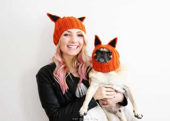 These simple fox hats allow you to dress up with your dog without going overboard!