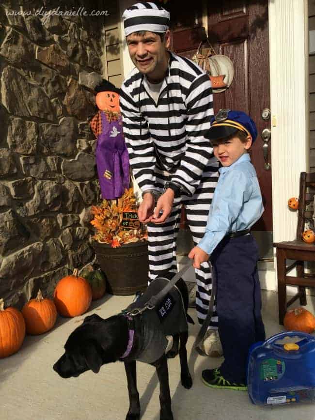 Police themed family Halloween costume.