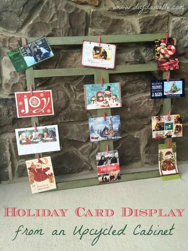 holiday card display cabinet upcycle