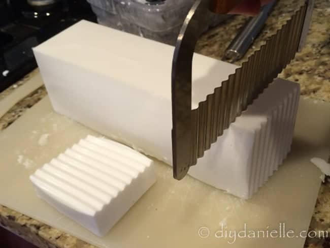 Cutting handmade soap.