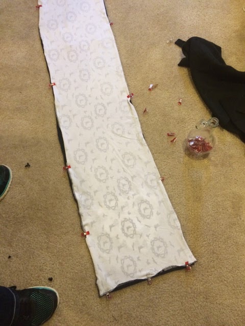 Sew scarf right sides together.