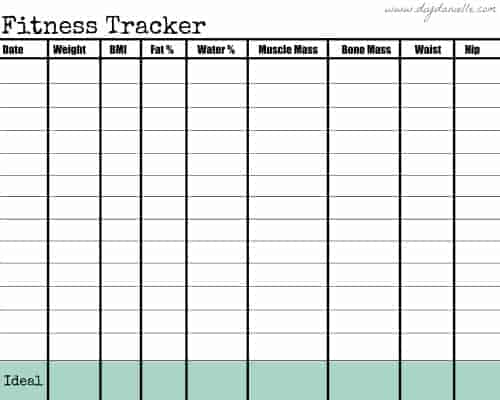 FREE Printable to track fitness goals.