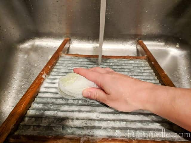 Felting soap with a washboard