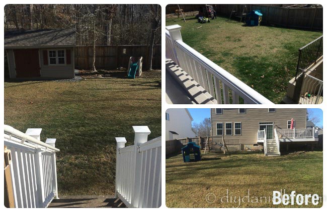 Before photos of the yard before adding the DIY dog run.