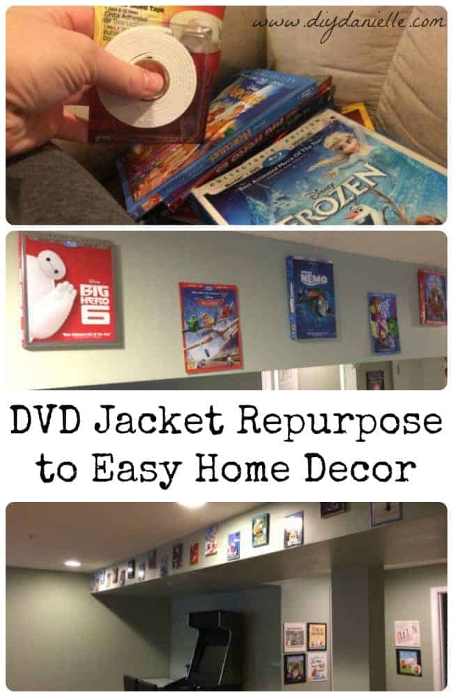 How to repurpose DVD jackets into easy basement playroom decor.