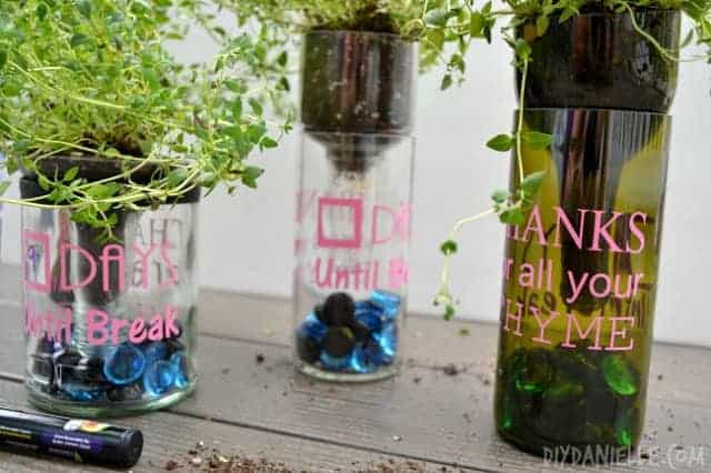 If you have some extra Thyme on your hands, make these easy teacher gifts from an upcycled wine bottle!