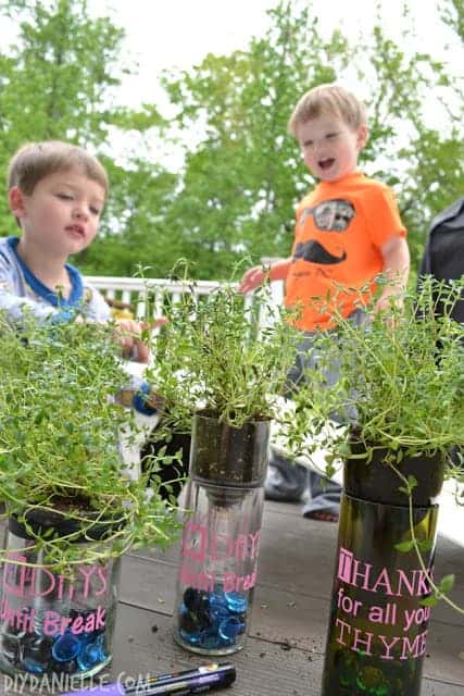 Upcycled Wine Bottles to Planters