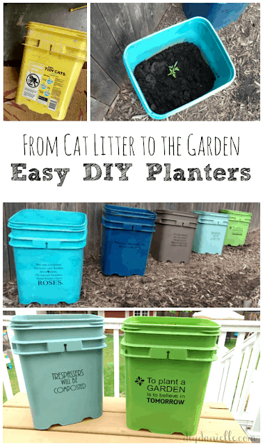 Upcycled Kitty Litter Buckets into GORGEOUS Planters!