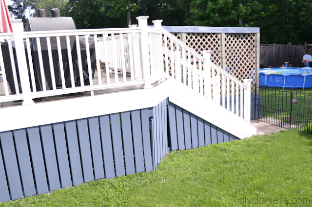 Large view of blue dark deck skirting.