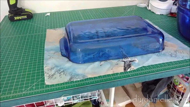 Using PUL fabric for an alternative plastic wrap- a casserole dish cover. It's washable and easy to put on the dish.
