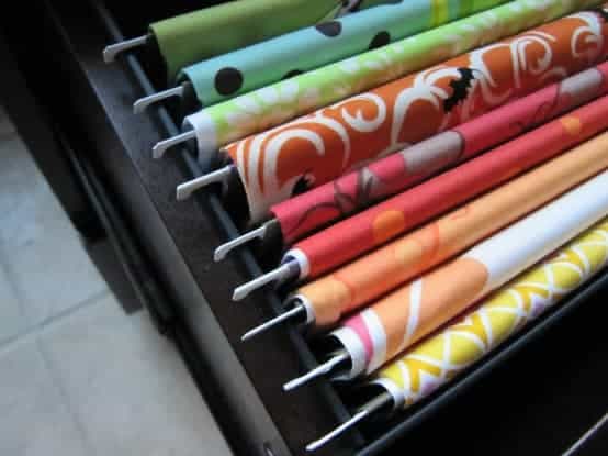 Organizing fabric in a filing cabinet