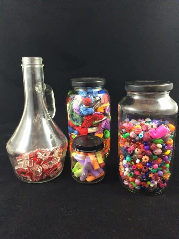 Store beads and more in upcycled glass jars.