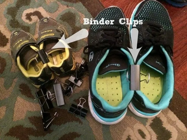 Binder clips for shoes