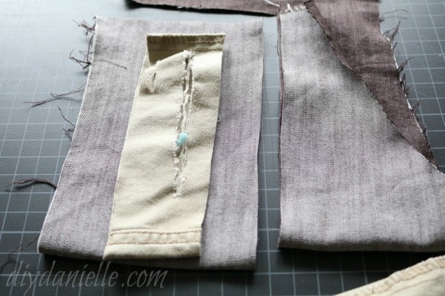 Using a coordinating fabric, cut replacement fabric for the knees of the pants.