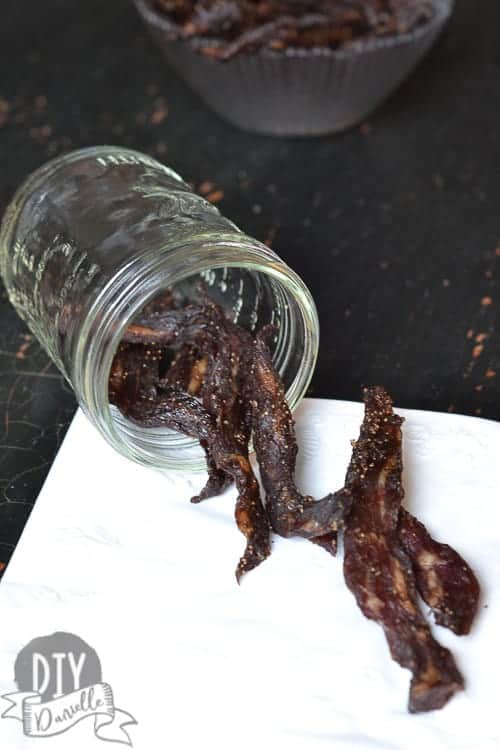 Recipe for beef jerky that you can make in your food dehydrator. This hickory smoke beef jerky is the perfect snack!
