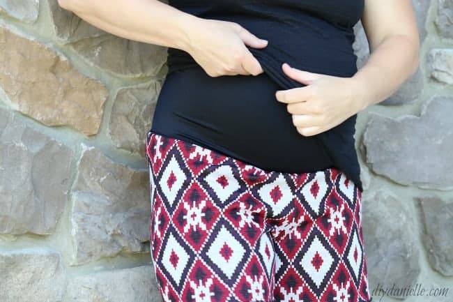 DIY maternity band on shorts