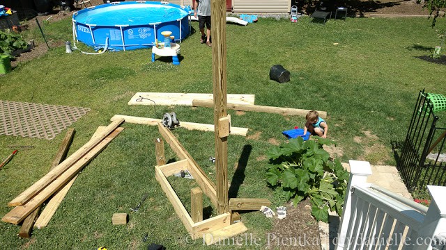 Base for planters. Partially built so we can move it into the spot next to our pond.