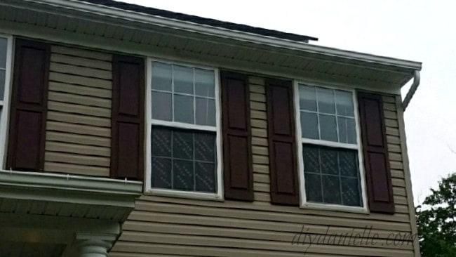 Photo of the Minecraft windows from the outside of the house in. 