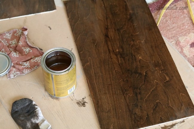 Dark Walnut stain on wood for a sign.