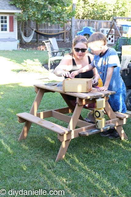 DIY Mining Setup: A picnic table to sort gems after is a good idea