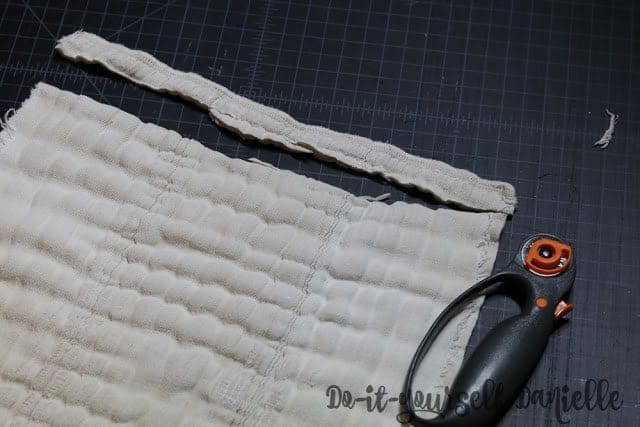 Removing the hard edges of a prefold.